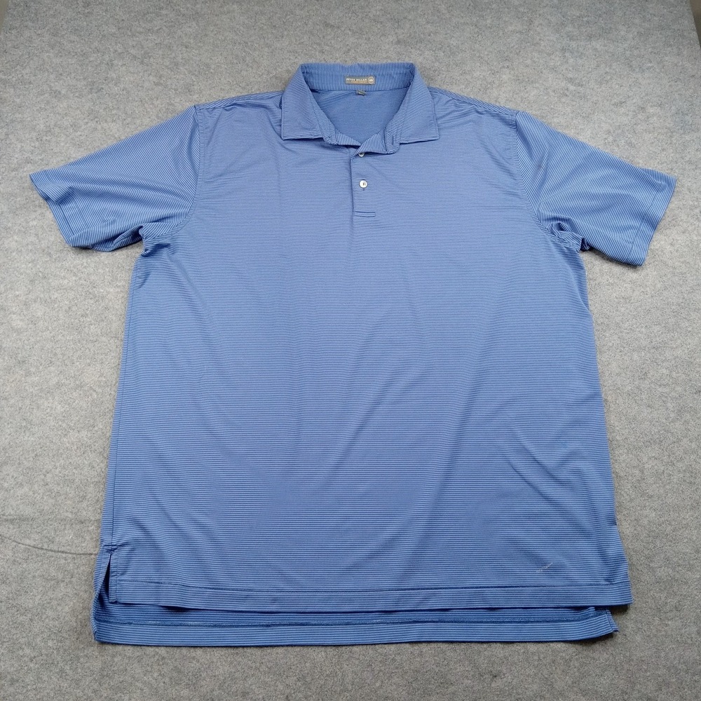 Peter Millar Summer Comfort Polo Shirt Mens 2XL Blue Stripe Golf Stretch
